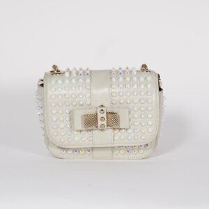 Christian Louboutin Studded Bow Neutral Leather Mini Crossbody Bag